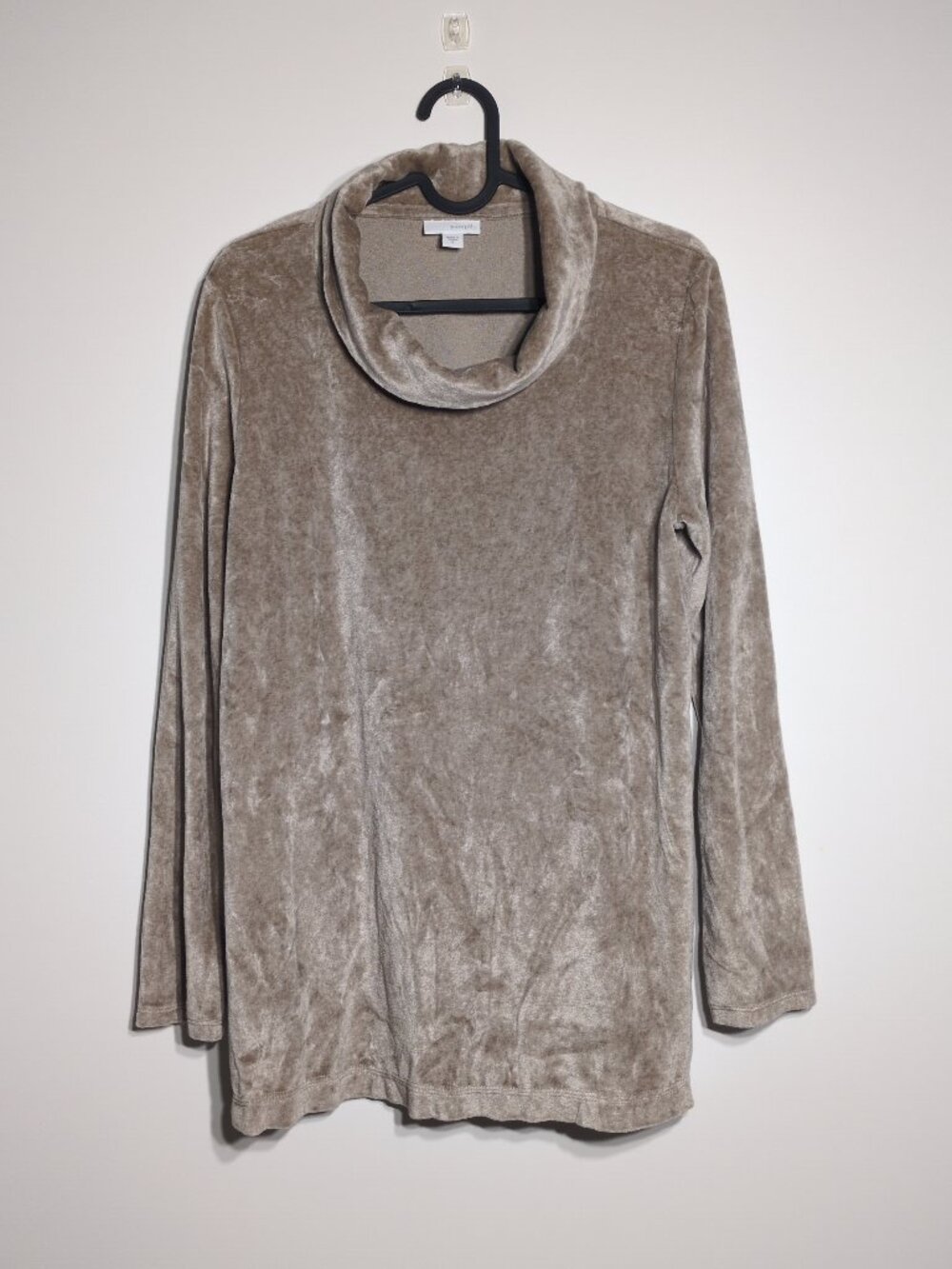 Pure Jill Sweater Small Velour Pima Cowl Neck Champagne Lagenlook Silky Cozy